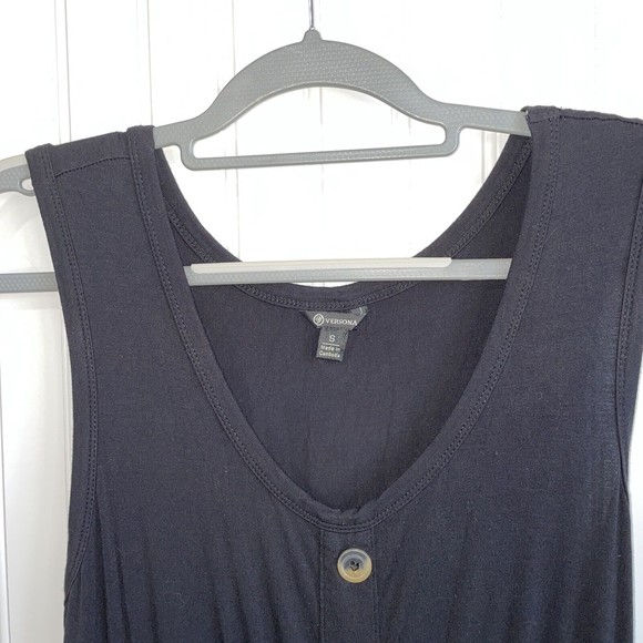 VERSONA Womens Small Black Maxi Tank Tiered Dress Minimalist Boho Peasant - Picture 3 of 13